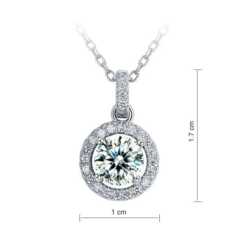 1 Carat Round Cut Created Zirconia 925 Sterling Silver Pendant Necklace MXFN8037