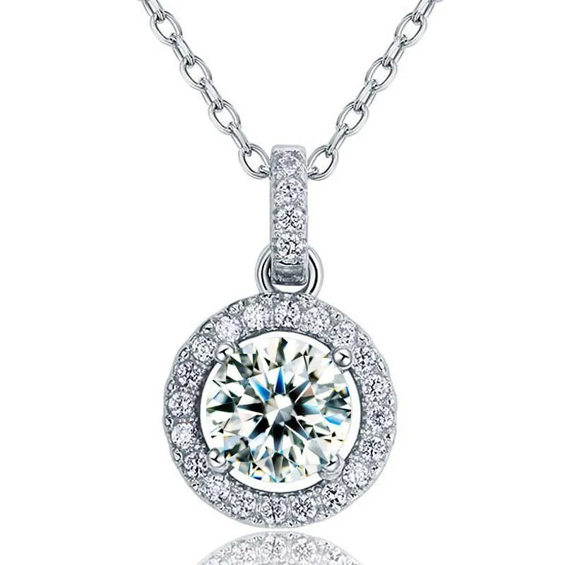 1 Carat Round Cut Created Zirconia 925 Sterling Silver Pendant Necklace MXFN8037