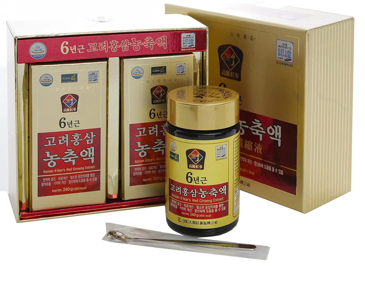 100% Pure Korean Red Ginseng Extracts Gold 6 years Roots 480g Health Supplements Foods Gifts