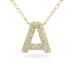 1/10 Carat Tw A Initial Diamond Pendant In 10K Yellow Gold