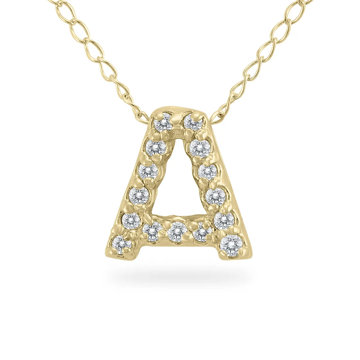 1/10 Carat Tw A Initial Diamond Pendant In 10K Yellow Gold