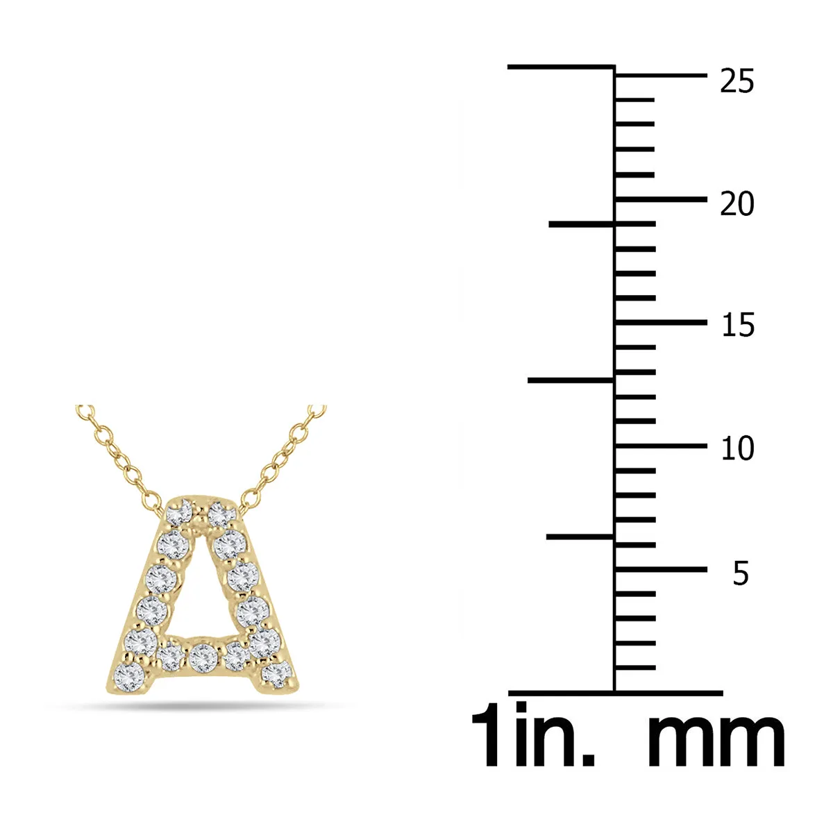 1/10 Carat Tw A Initial Diamond Pendant In 10K Yellow Gold