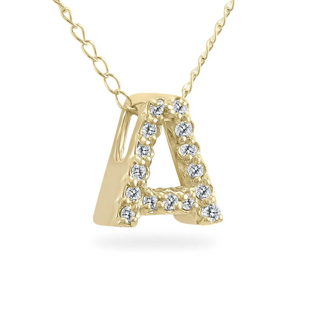 1/10 Carat Tw A Initial Diamond Pendant In 10K Yellow Gold