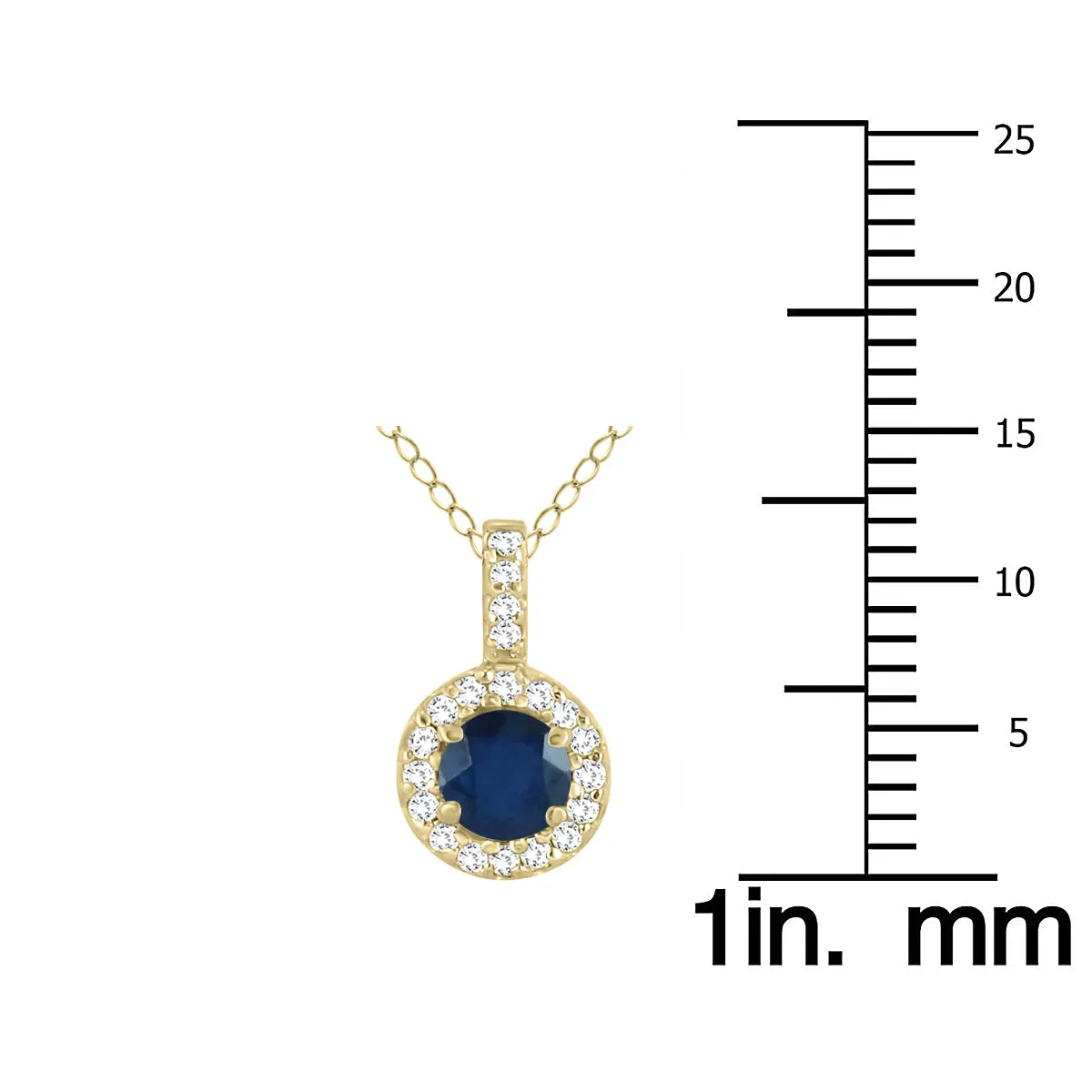 1/2 Carat Tw Halo Sapphire And Diamond Pendant In 10K Yellow Gold