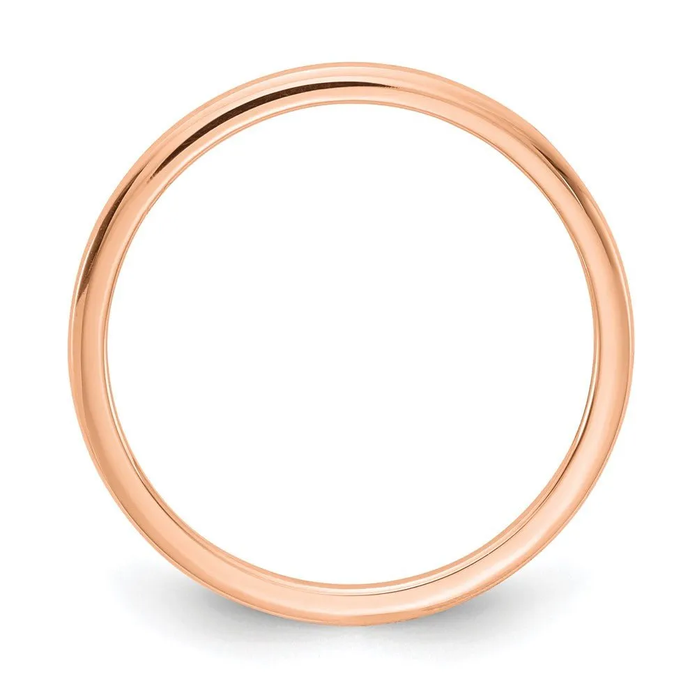 1.2mm 14k Rose Gold Polished Half Round Stackable Band