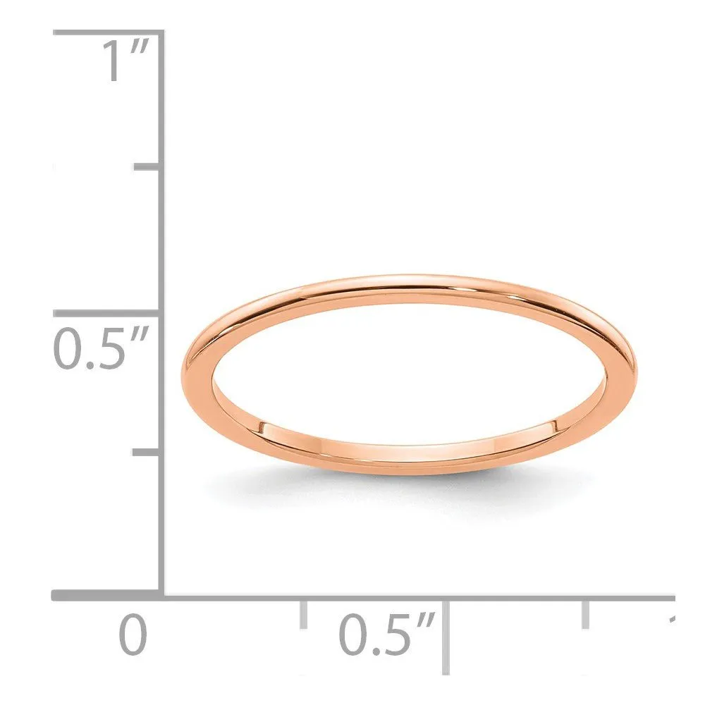 1.2mm 14k Rose Gold Polished Half Round Stackable Band