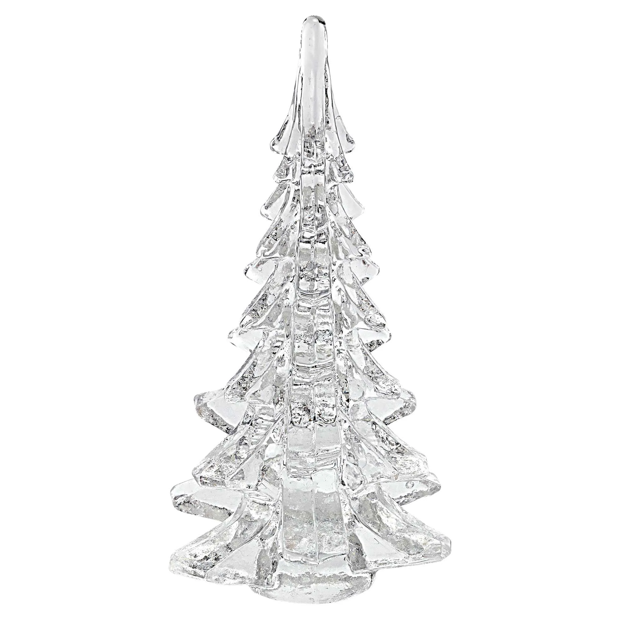 12" Mouth Blown Clear Glass Christmas Tree Sculpture By Homeroots