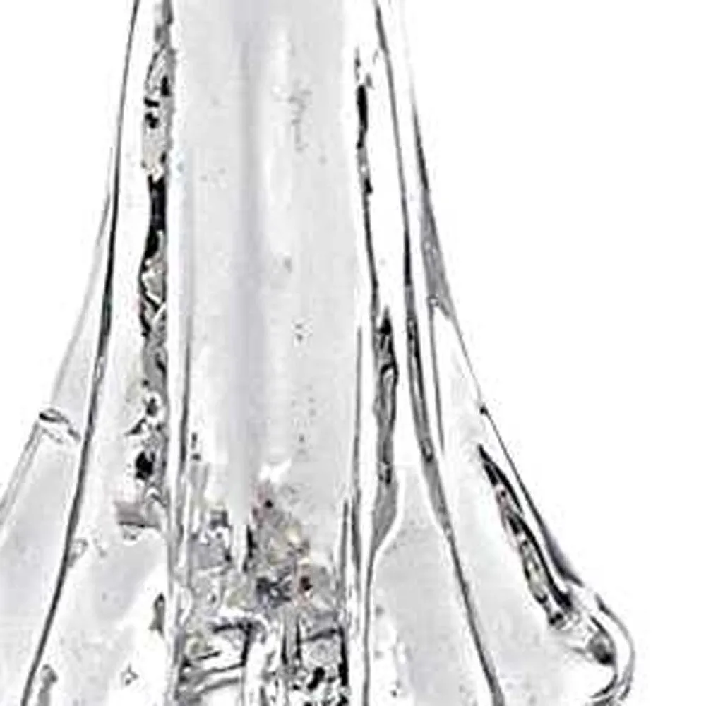 12" Mouth Blown Clear Glass Christmas Tree Sculpture By Homeroots