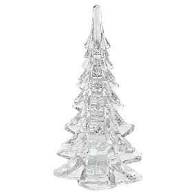 12" Mouth Blown Clear Glass Christmas Tree Sculpture By Homeroots