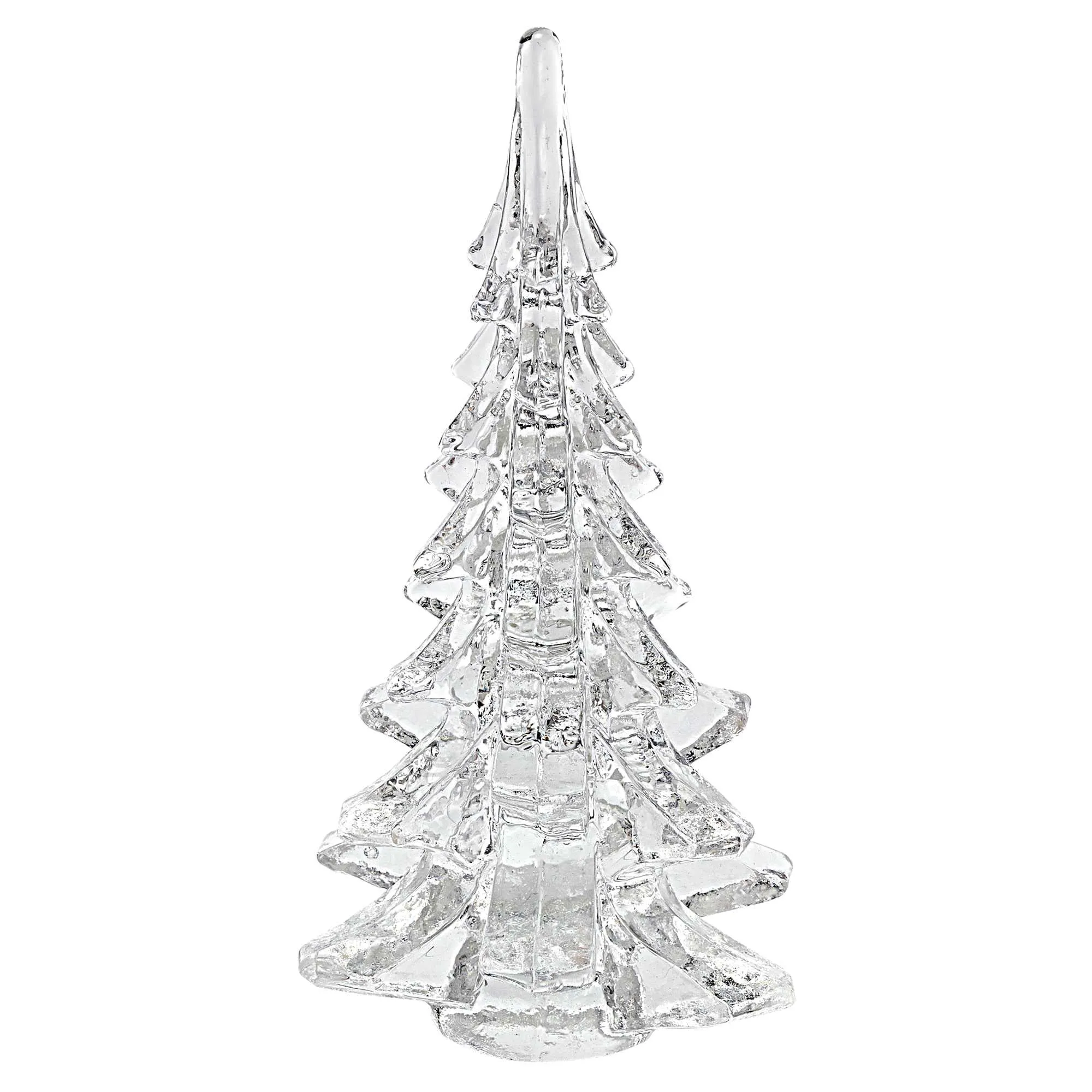 12" Mouth Blown Clear Glass Christmas Tree Sculpture By Homeroots