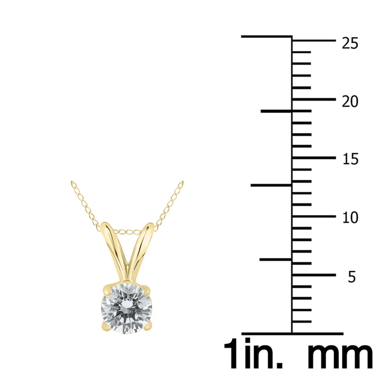 1/3 Carat Round Diamond Solitaire Pendant In 14K Yellow Gold