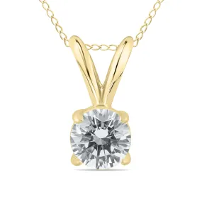 1/3 Carat Round Diamond Solitaire Pendant In 14K Yellow Gold