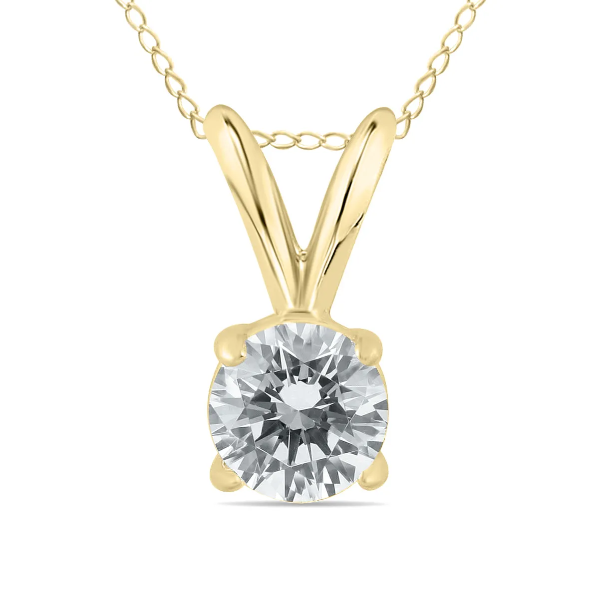 1/3 Carat Round Diamond Solitaire Pendant In 14K Yellow Gold