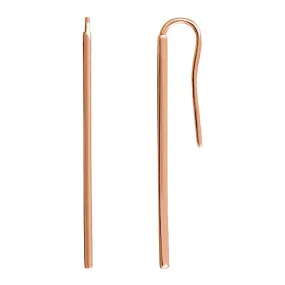 1.3 x 39mm (1 1/2 Inch) 14k Rose Gold Narrow Vertical Bar Earrings