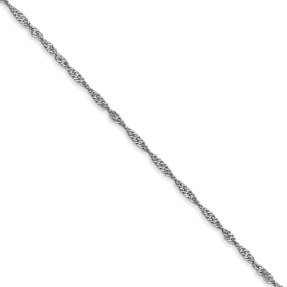 1.3mm 14k White Gold Diamond Cut Singapore Chain Necklace