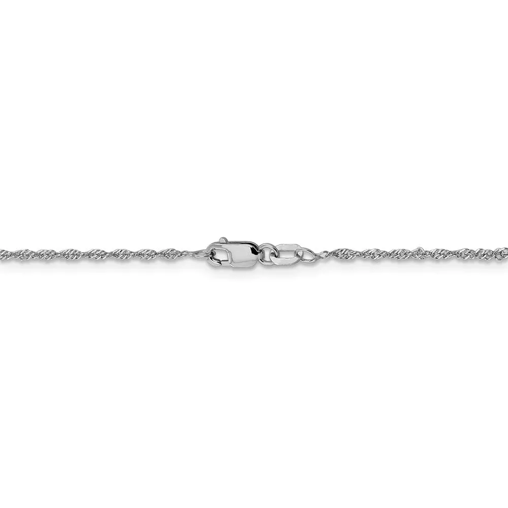 1.3mm 14k White Gold Diamond Cut Singapore Chain Necklace