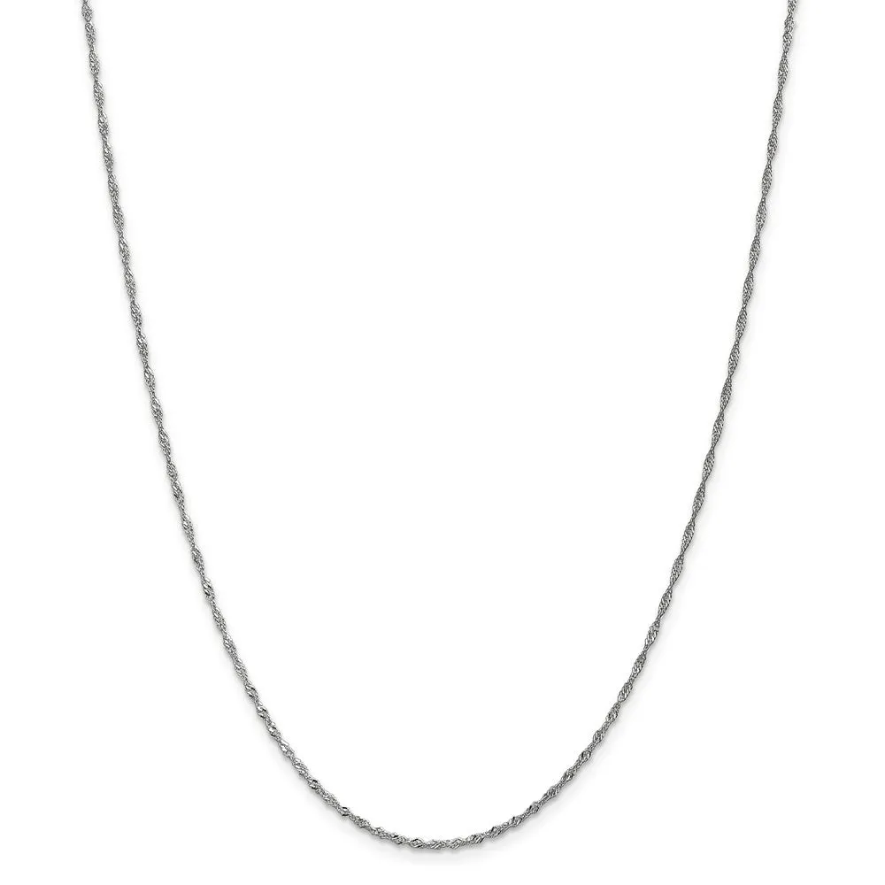 1.3mm 14k White Gold Diamond Cut Singapore Chain Necklace