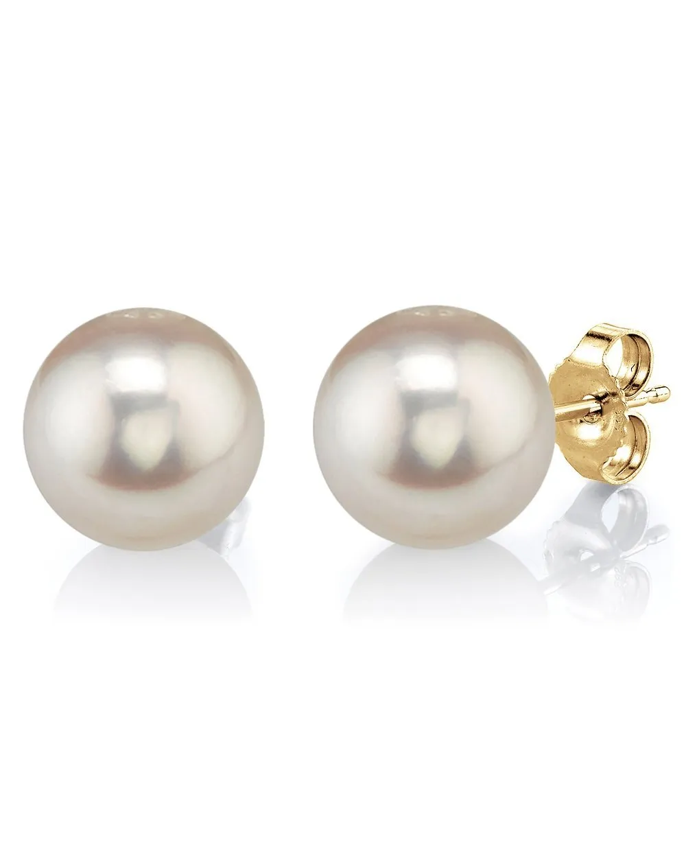 13mm White Freshwater Round Pearl Stud Earrings