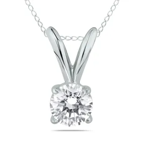 1/4 Carat Round Diamond Solitaire Pendant In 14K White Gold (K-L Color, I2-I3 Clarity)