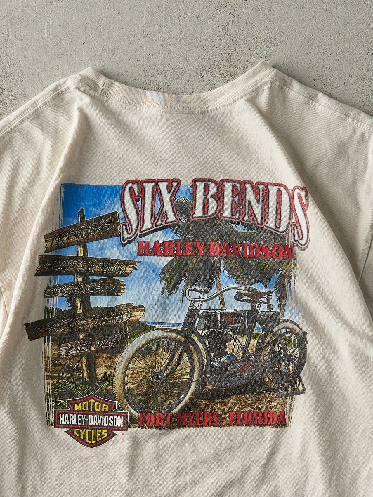 15' Beige Fort Myers Florida Harley Davidson Tee (M)