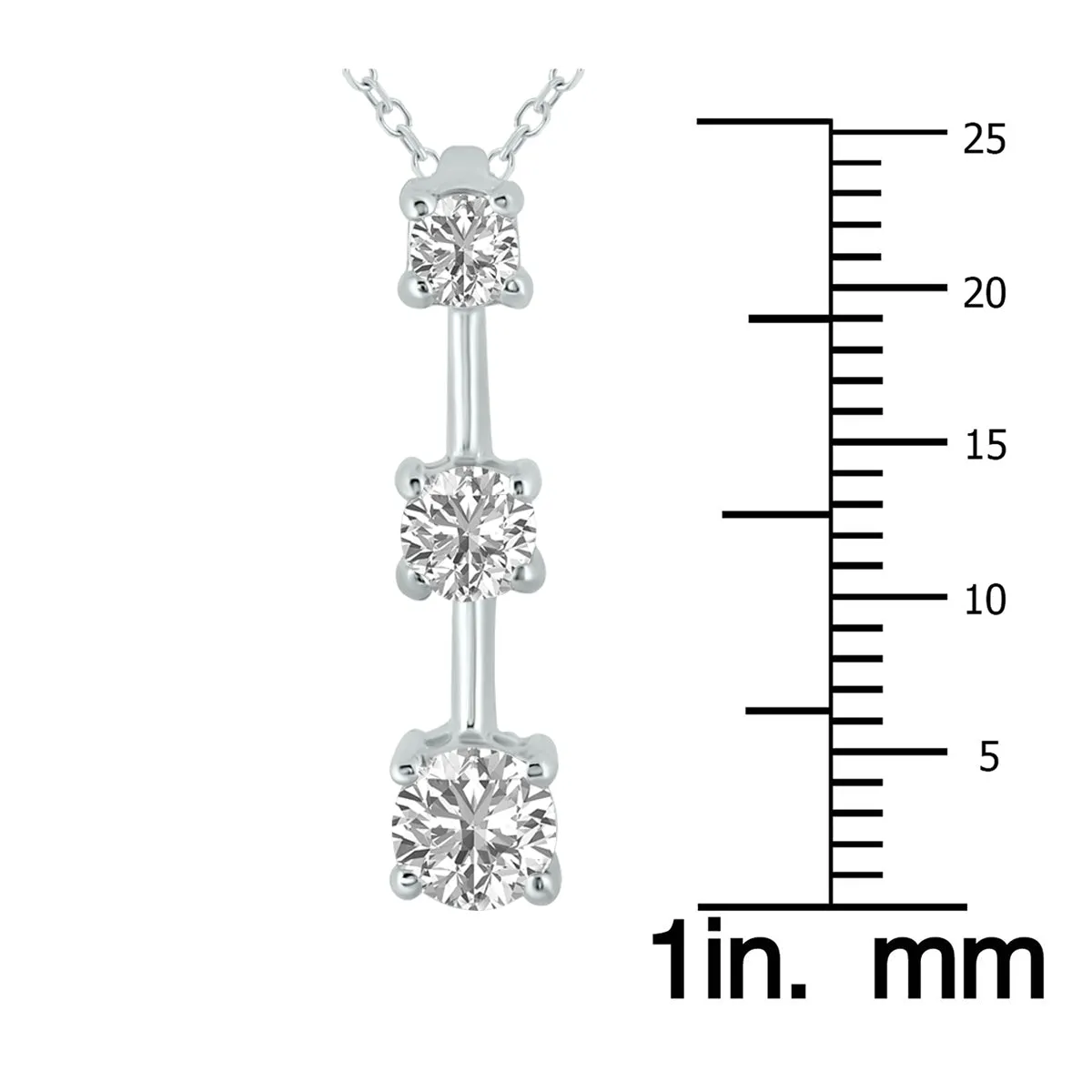 1.50 Ctw Three Stone Lab Grown Diamond Bar Pendant In 10K White Gold