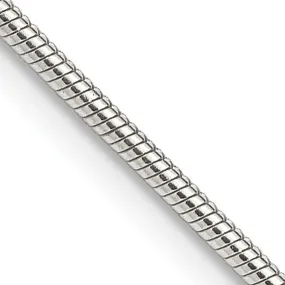 1.5mm Sterling Silver, Round Solid Snake Chain Necklace