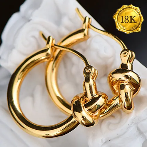 18KT SOLID GOLD KNOT HOOP EARRINGS