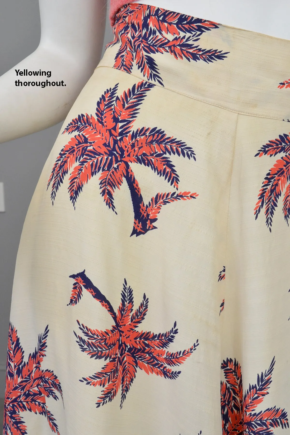 1940s Palm Tree Novelty Print Skirt - Needs cleaning   TLC