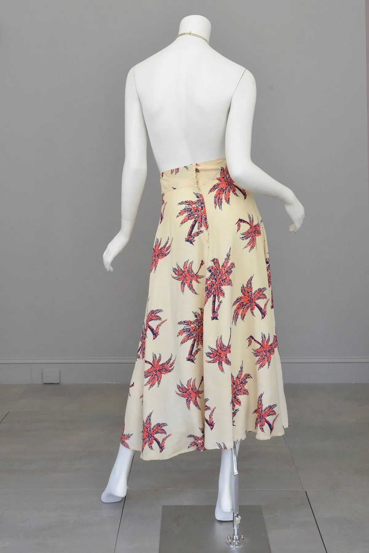 1940s Palm Tree Novelty Print Skirt - Needs cleaning   TLC