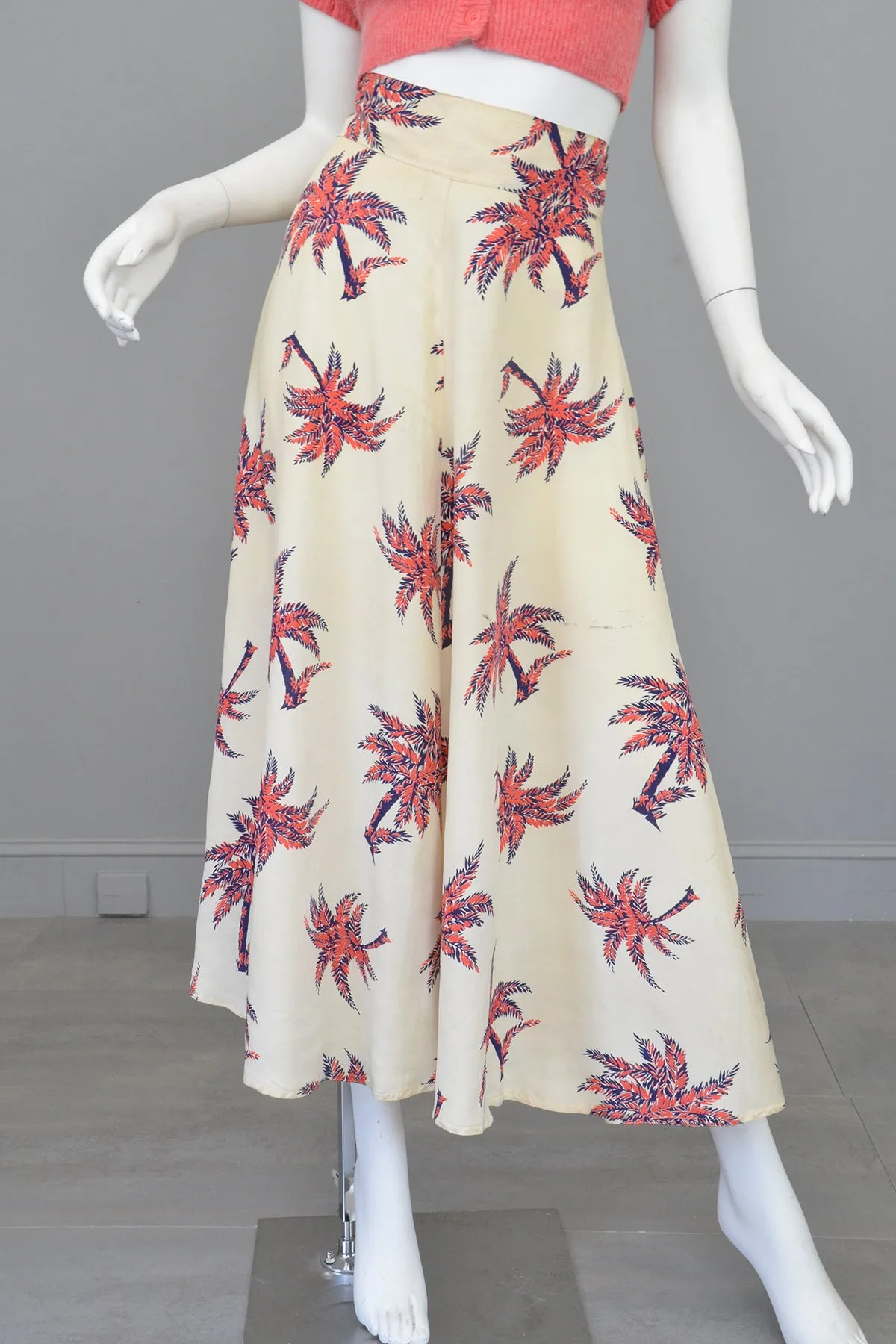 1940s Palm Tree Novelty Print Skirt - Needs cleaning   TLC