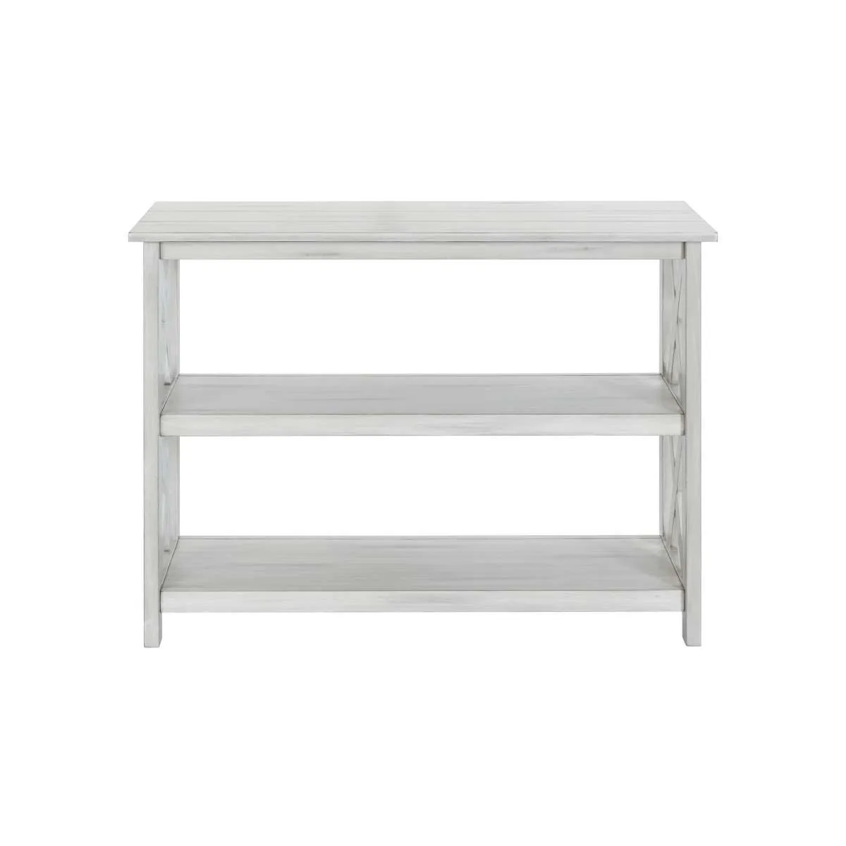 2 Shelf Wooden Entryway Table With X Shaped Accent, White By Benzara