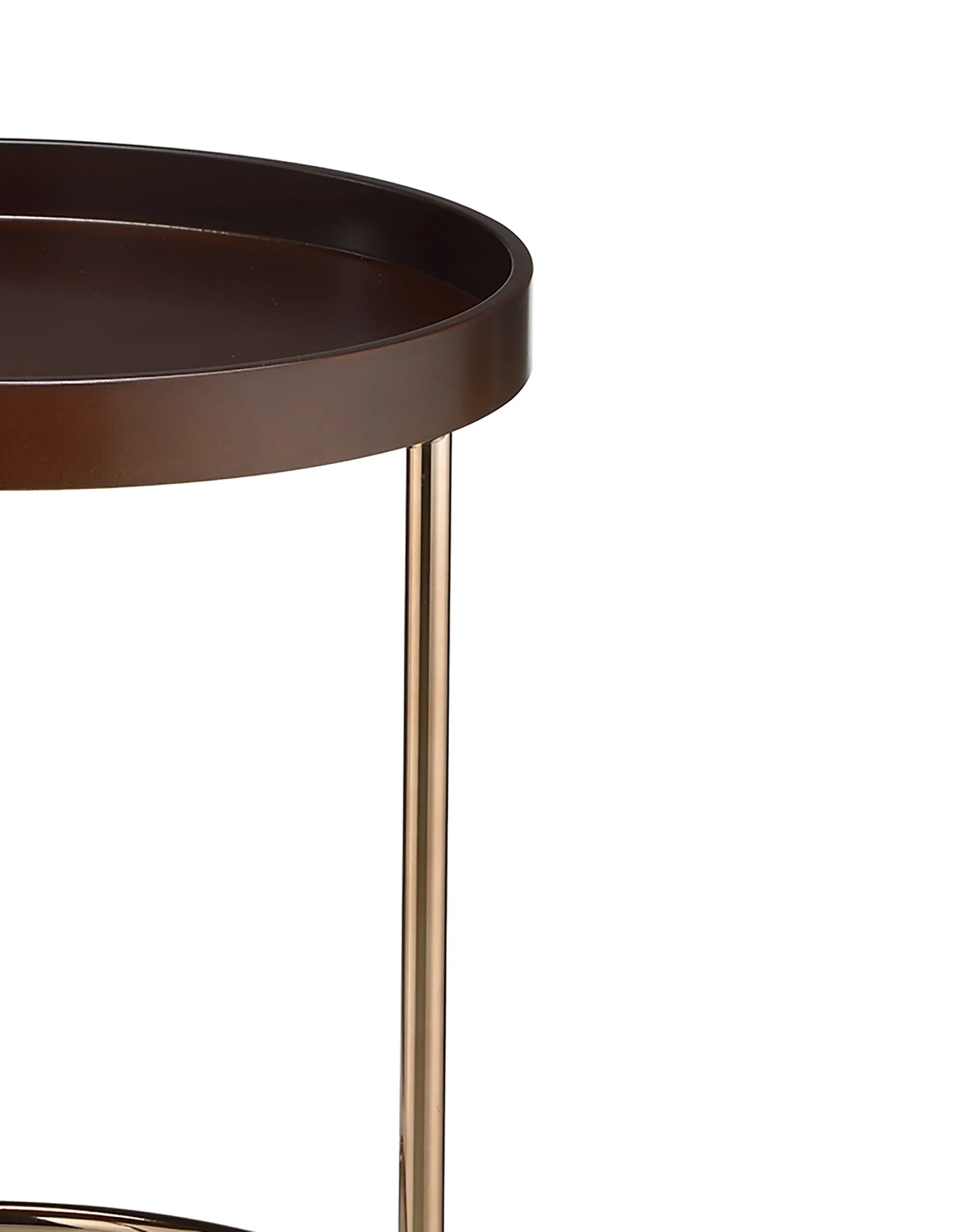 22" Copper And Dark Brown Solid Wood and Metal Round End Table By Homeroots