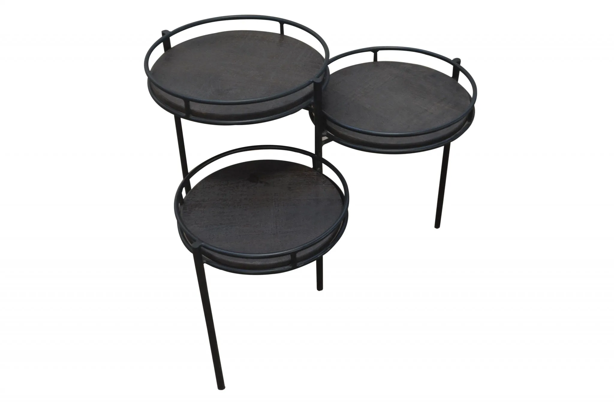 23" Black Solid Wood And Iron Round End Table By Homeroots