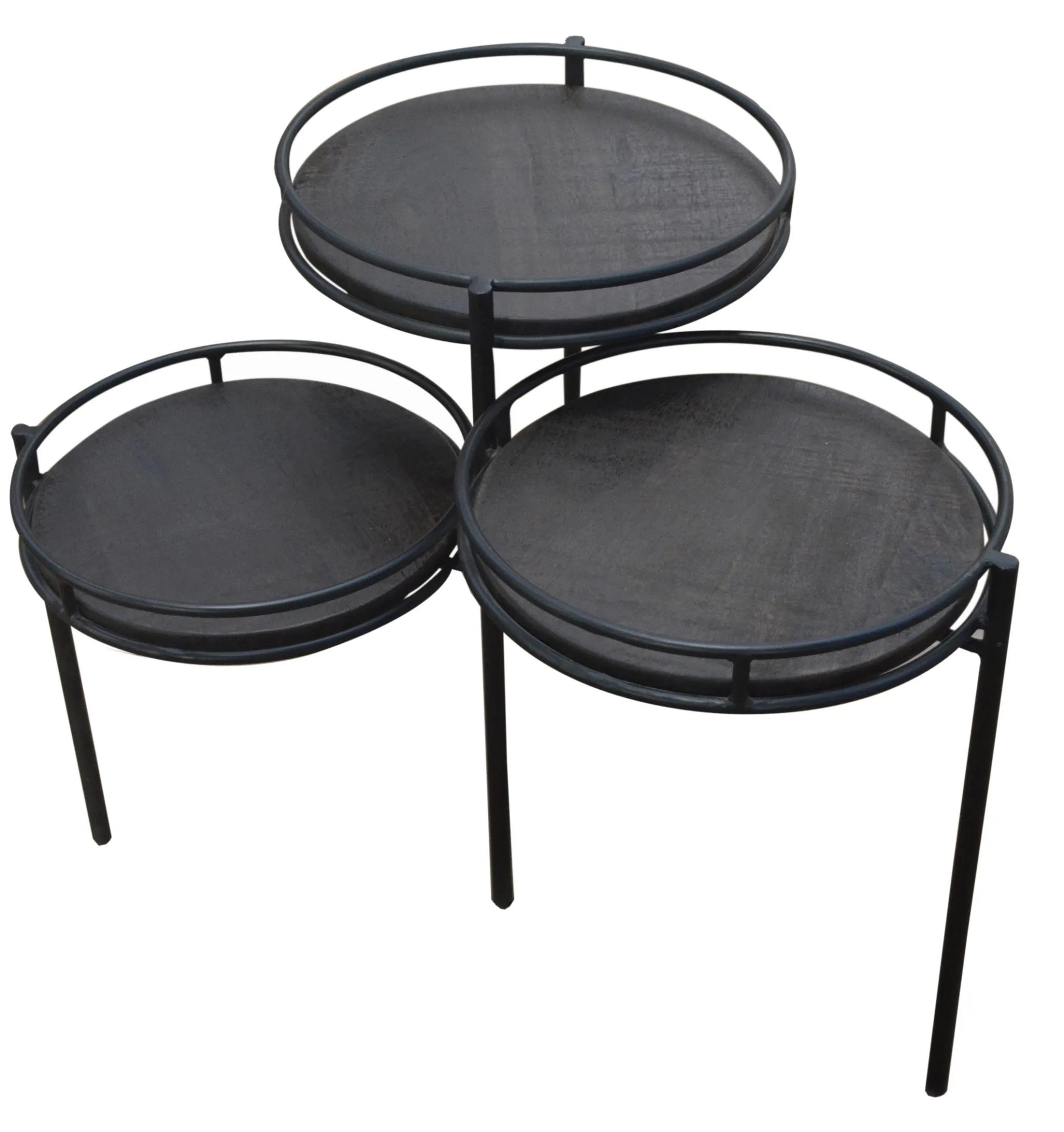 23" Black Solid Wood And Iron Round End Table By Homeroots