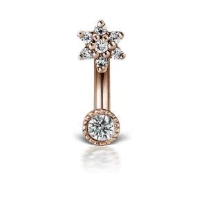 3mm Flower and 2mm Diamond Rook Barbell by Maria Tash in Rose Gold