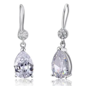 4 Carat Pear Cut Created Zirconia 925 Sterling Silver Dangle Earrings MXFE8012