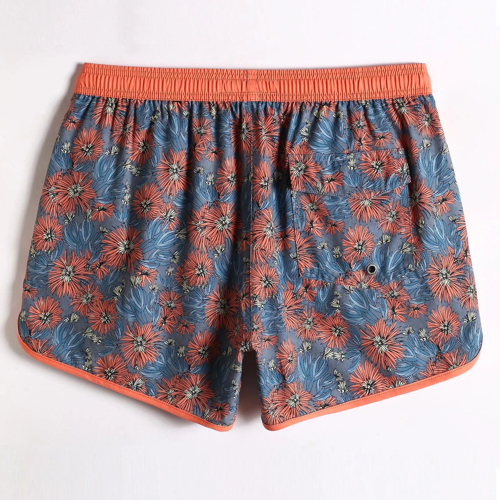 4.5 Inch Inseam Vintage Stretch Orange Chrysanthemum Swim Trunks