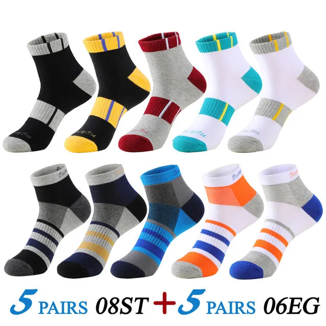 5 Pairs Lot Men's Running Outdoor Cotton Compression Short Ankle Socks