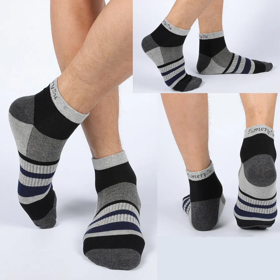 5 Pairs Lot Men's Running Outdoor Cotton Compression Short Ankle Socks