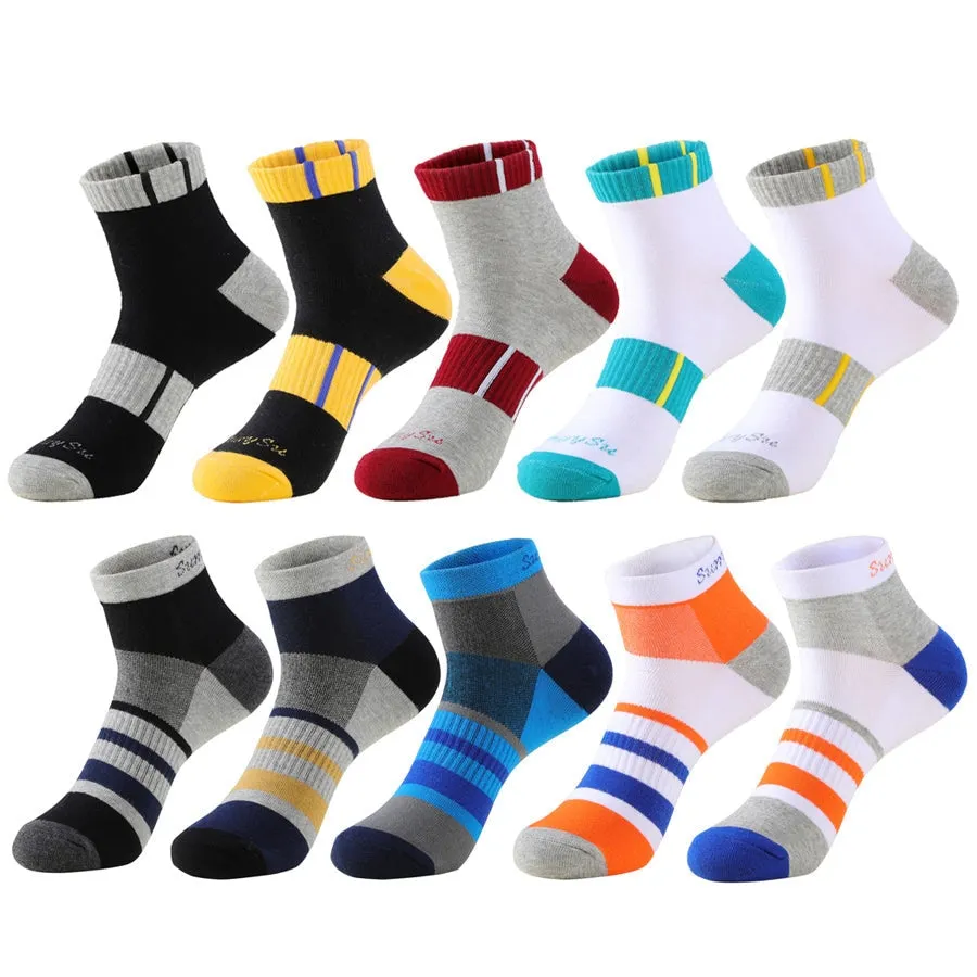 5 Pairs Lot Men's Running Outdoor Cotton Compression Short Ankle Socks