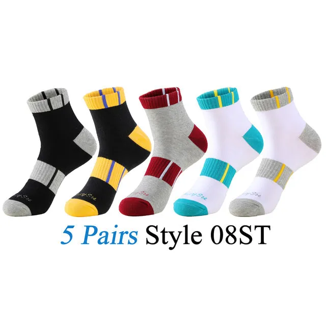 5 Pairs Lot Men's Running Outdoor Cotton Compression Short Ankle Socks