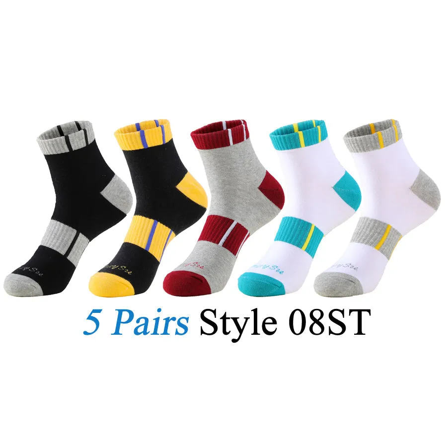 5 Pairs Lot Men's Running Outdoor Cotton Compression Short Ankle Socks