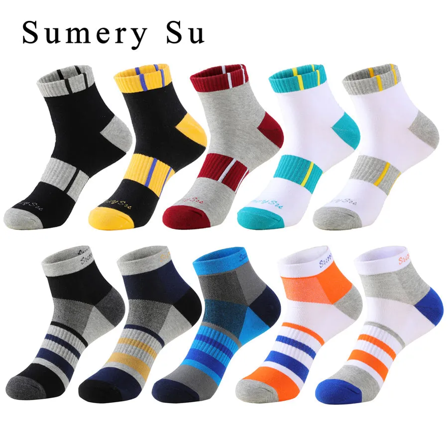 5 Pairs Lot Men's Running Outdoor Cotton Compression Short Ankle Socks