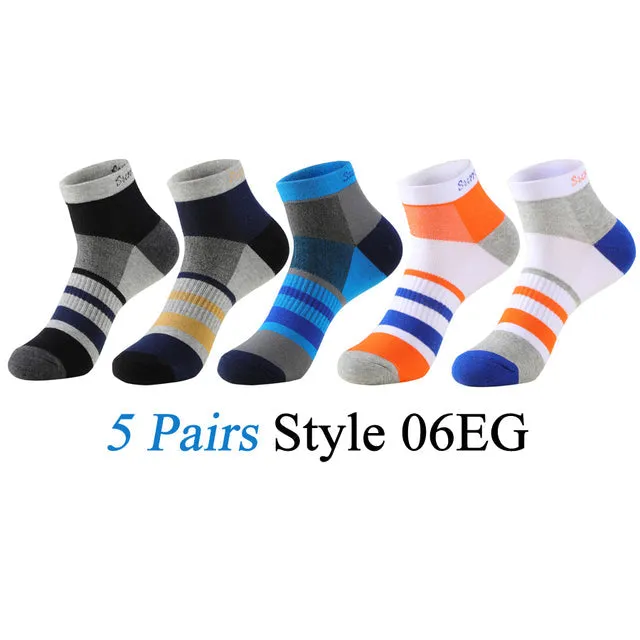 5 Pairs Lot Men's Running Outdoor Cotton Compression Short Ankle Socks