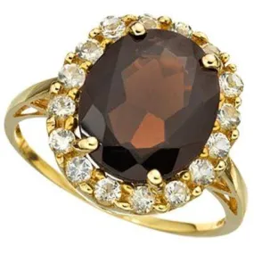 5.61 CARAT SMOKEY TOPAZ & WHITE TOPAZ 10K SOLID WHITE GOLD