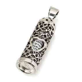 925 Sterling Silver Mezuzah Pendant with Heart