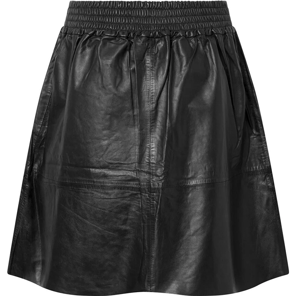 A-shape Doria skirt in soft leather quality / 51130 - Black (Nero)