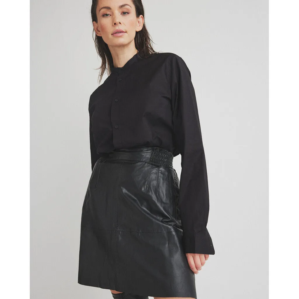 A-shape Doria skirt in soft leather quality / 51130 - Black (Nero)