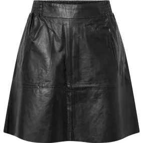 A-shape Doria skirt in soft leather quality / 51130 - Black (Nero)