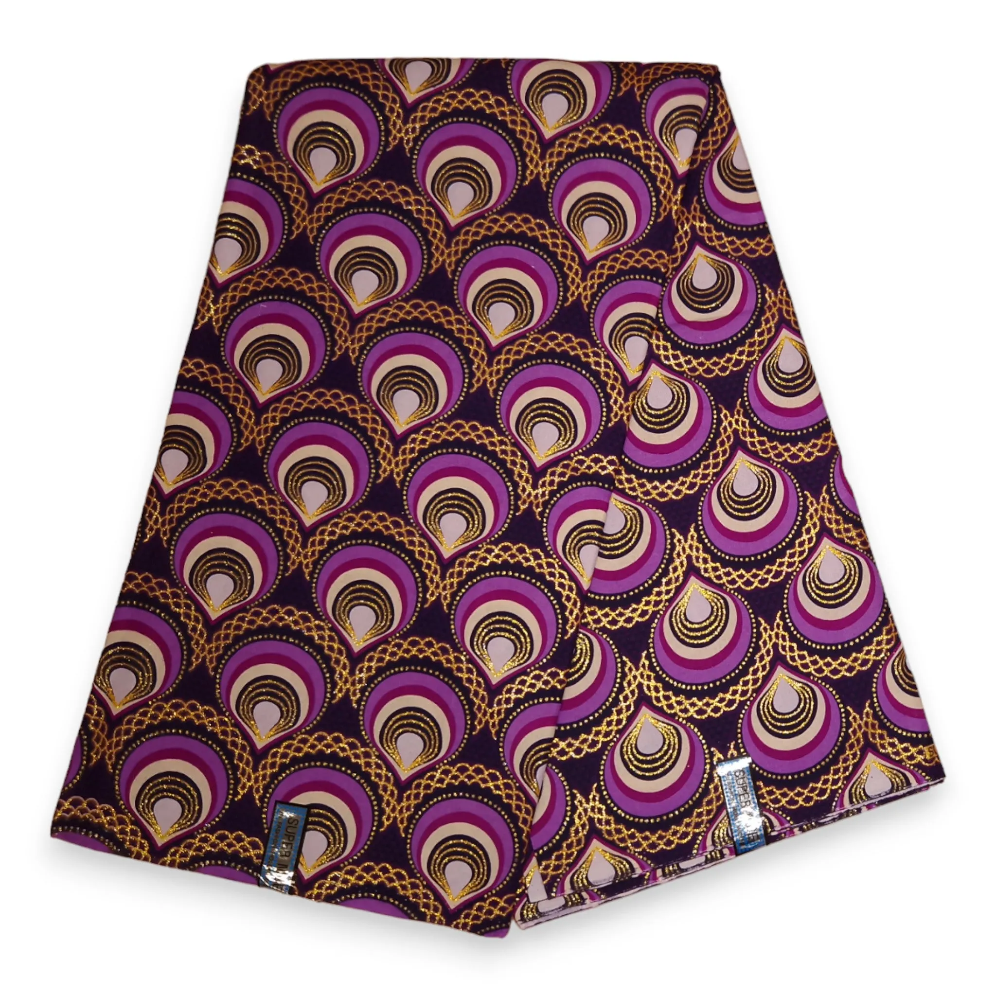 African print fabric - Exclusive Embellished Glitter effects 100% cotton - KT-3076 Gold Purple